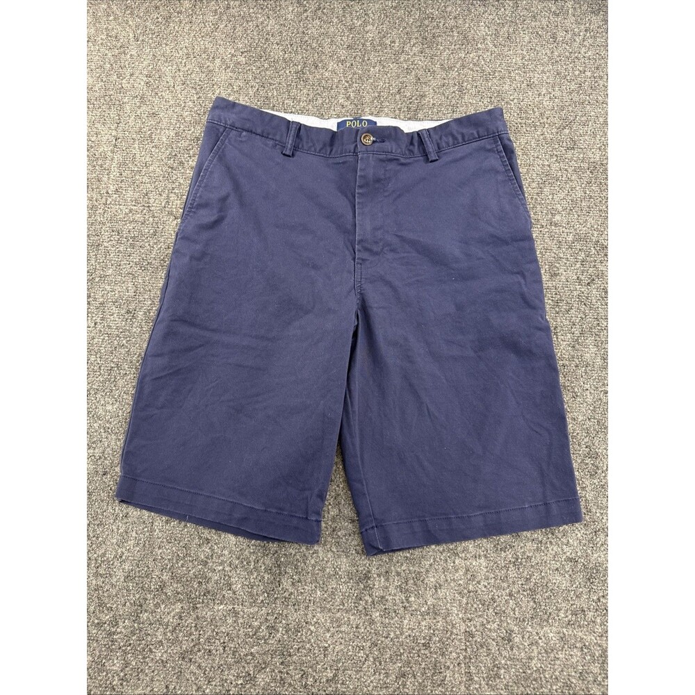 Polo Ralph Lauren Boys 20 Navy Blue Flat Front Chino Shorts Preppy